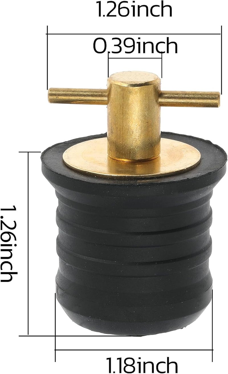 Ciweisah 2 Pcs T-Handle Boat Plug Brass/Stainless Steel Boat Drain Plug Snap Handle Plug Rubber Drain Plug for Boat Marine - Image 2
